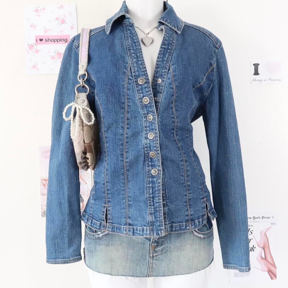dressbarn Denim Button-Up Jacket (L)